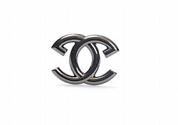 Ταμπελάκι Chanel Large 4εκ, με 4 ποδαρακια, Μαύρο Νίκελ